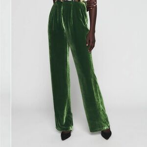 Reformation Wes Velvet Wide-Leg Pants — Emerald Green